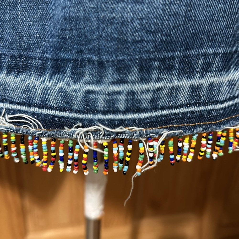 Denim Paint Splatter Button Down Jacket Large New - image 7